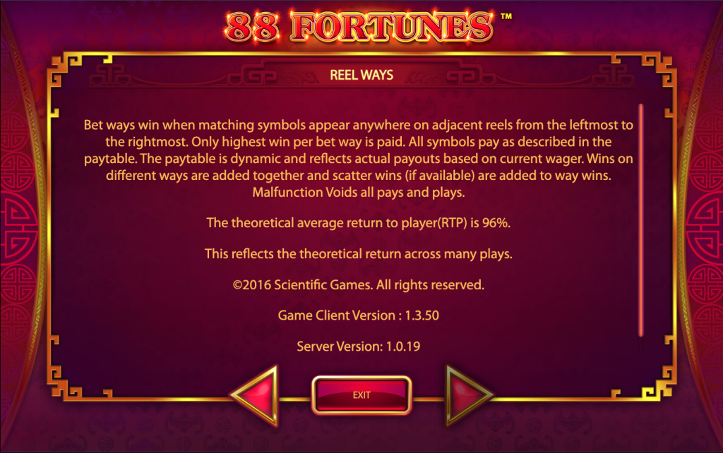 88 Fortunes Return to Player RTP
